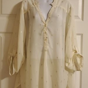 Sheer Cream with Gold Crosses Top